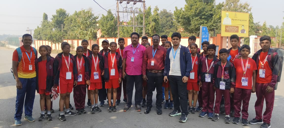 EMRS Ananthagiri students and staff at a sports meet
